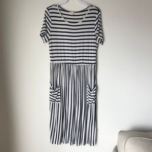 Emberley Black & White Stripe Midi Dress